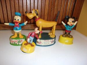 4 VINTAGE DISNEY MAX!-PUPPETS PUSH BUTTON KOHNER BROS DONALD MICKEY PLUTO GOOFY 海外 即決