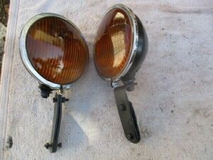 Yankee 6 1/2 inch Amber Lens Fog Lights with Mounting Brackets 1930s 海外 即決