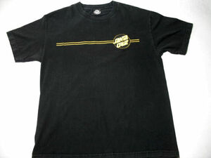 Santa Cruz Skateboards T-Shirt Mens Large Vintage Look Black Short Sleeve 海外 即決