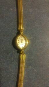 VINTAGE SOLID 14K HAMILTON COCKTAIL WATCH & GF BAND 海外 即決