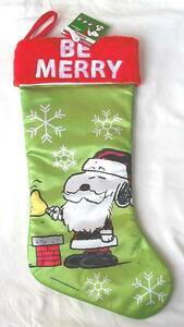 Santa Snoopy Christmas Stocking Be Merry Peanuts NEW NWT 海外 即決