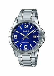 Casio MTP-V004D-2B Men's Dress Stainless Steel Blue Dial Analog Date Watch 海外 即決