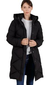 NWT~ iDomosee sz L Woman's Hooded Down Winter Quilted Puffer Jacket Black Puffer 海外 即決