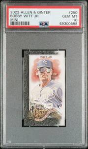 2022 Allen & Ginter 250 Bobby Witt Jr. PSA 10 GEM MT Mini-Black Border RC POP 1! 海外 即決