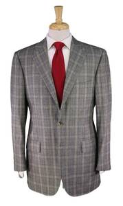 Paul Stuart Current Made in Japan Gray/Lime Green Plaid Wool Fleece Suit 40R 海外 即決