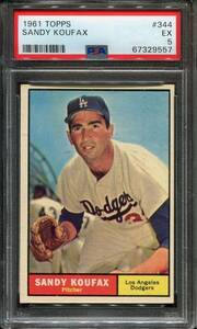 1961 Topps #344 Sandy Koufax PSA 5 Sharp HOF Los Angeles Dodgers 海外 即決