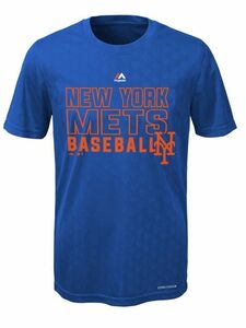 NWT Majestic New York Mets Boy's Geo Plex Cool Base Tee Size L 海外 即決