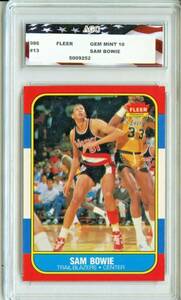 1986 Fleer Basketball #13 Sam Bowie RC AGC 10 Gem Mint Portland Trail Blazers 海外 即決