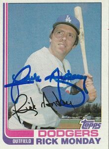 RICK MONDAY LOS ANGELES DODGERS SIGNED 1982 TOPPS CARD #577 海外 即決