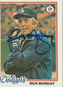 RICK MONDAY LOS ANGELES DODGERS SIGNED 1978 TOPPS CARD #145 海外 即決