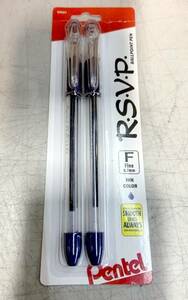 NEW 2-Pack Pentel R.S.V.P. Ballpoint Pens .7mm Fine Line BLUE Ink BK90BP2C RSVP 海外 即決