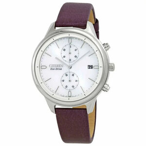 Citizen Women's Chandler 39mm Silver Stainless Purple Leather FB2000-11A 海外 即決