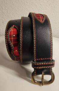 Daniel Hechter Paris Genuine Leather Belt Black Red Size 32 海外 即決