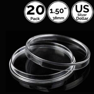 20 PK 1.50 IN 38 mm ACRYLIC Coin Capsule Holder Direct Fit Morgan Silver Dollar 海外 即決