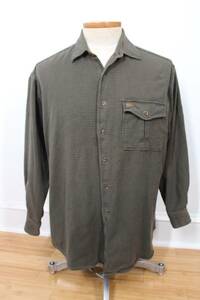 Vtg Orvis L Green Black Cotton Houndstooth Woven Button-Front Long Sleeve Shirt 海外 即決