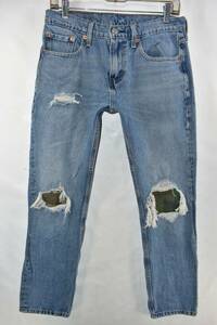 Levi's 502 Regular Taper Distressed Jeans Mens Size 30x30 Blue Meas. 30x29 海外 即決