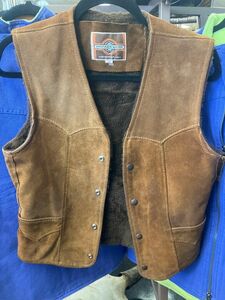 Pioneer Wear VTG Mens Size 36 Vest Brown Suede Leather Sherpa Lined Western Boho 海外 即決