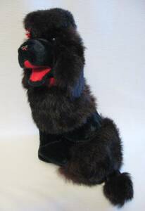 POODLE DOG - ELKA TOYS Genuine Fur Black 12" Vintage Plush Toy Stuffed Animal 海外 即決