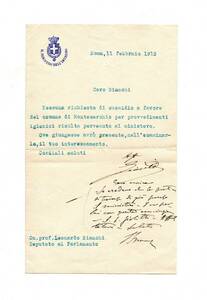 1913 letter SIGNED by the Prime Minister of Italy AND by Dr. Leonardo Bianchi 海外 即決