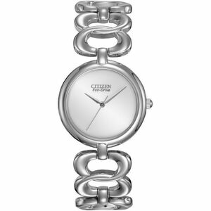 Citizen Eco-Drive EM0220-53A Womens Stainless Steel Bracelet Bangle Silver Watch 海外 即決