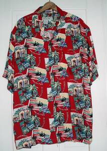 Men's Vintage XL Hawaiian Shirt Beck Sport - Malibu Pier, Surfer, Red 海外 即決