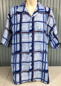Canopy VTG Faux Denim Blue Jean Striped Polyester Club Shirt Large 25" Chest 海外 即決