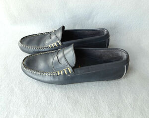 Allen Edmonds Hand Sewn Daytona Driving Loafers Shoes 10D Navy Blue Leather VGC 海外 即決