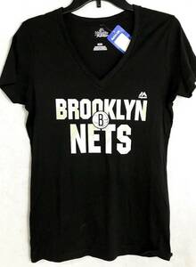 Brooklyn Nets Womens T Shirt NEW NBA Store 100% Cotton V-Neck Tee SZ M 海外 即決