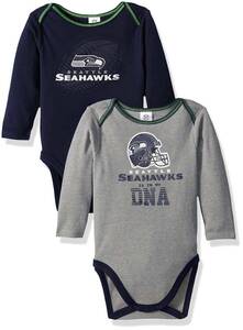 NFL Seattle Seahawks In My DNA 2 pack Bodysuit Long Sleeve Size 0-3M Gerber 海外 即決