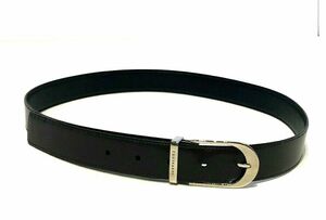 Trussardi Brown and Black Reversible Leather Silver Buckle Belt Italy 海外 即決