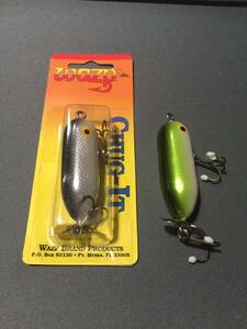 LOT OF (2) 1/4OZ. WAZP 2" CHUG-IT WOODEN SURFACE LURES NIP & USED 海外 即決