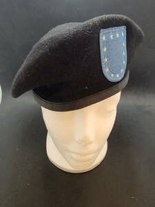 US Army Black Wool Beret with Flash Patch - Size: M ( 7 ) 海外 即決