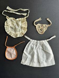 Antique Calico Lace Mignonette Doll Apron Lot (4) 海外 即決