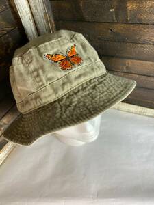 Cobra Sz L/XL Bucket Hat Tan W/Butterfly Decal Kids or Womens Boonie Summer Hat 海外 即決