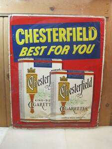 LARGE Original 29.25" x 23.5 Chesterfield Best For You Cigarettes Metal Sign 海外 即決