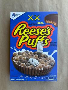 **SIGNED BY KAWS** Limited Edition Rare Blue Kaws Reeses Puffs Cereal Box 海外 即決