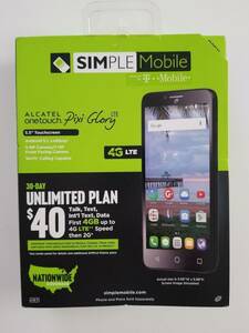 SIMPLE Mobile - Alcatel Pixi Glory 4G LTE 8GB Memory Cell Phone - NEW 海外 即決