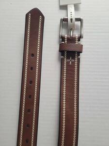 Sun + Stone Mens Small 30 - 32 Brown Faux Leather Heavy-Stitch Casult Belt 海外 即決