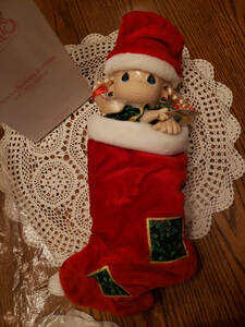 Precious Moments " Christmas Eve Stocking with Doll Never removed from Box 海外 即決