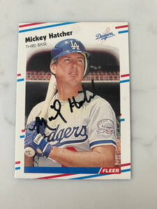 Mickey Hatcher Autographed 1988 Fleer #516 Los Angeles Dodgers 海外 即決