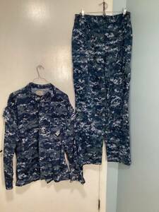 US Navy Working Uniform BDU Shirt & Pants Set Blue Digital | Medium Regular EUC 海外 即決