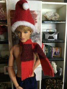 Barbie Clothes for Ken Christmas Santa Claus Santa Hat & Scarf 海外 即決