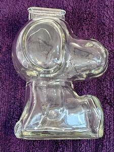 1960's SNOOPY Peanuts Glass Penny Bank - Anchor Hocking - 6" Tall - CUTE! 海外 即決