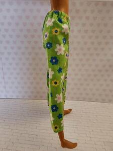 Bright Green Pants with Flowers, 70s Style - Fits Made to Move Barbie Dolls 海外 即決