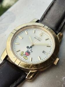 Citizen Eco-Drive Men's Watch Disney Mickey Mouse Edition Gold Tone E110-K002613 海外 即決