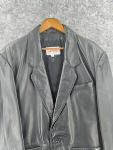 Pelle Studio Leather Jacket Blazer Mens Medium Black Button Front Long Sleeve 海外 即決