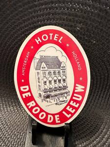 Travel Label Souvenir luggage, trunk, 1940-50’s Hotel De Rodde Leevw Holland 海外 即決
