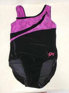 GREAT GK Elite Adult Medium gymnastics dance leotard Velour MAGENTA Pink Black 海外 即決