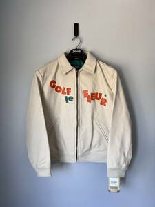 Golf le Fleur x Schott Call Me Leather Work Jacket - Size Large - Cream - NEW 海外 即決