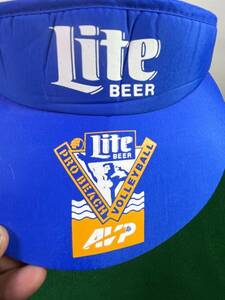 Vintage Miller Lite Beer Pro Beach Volleyball AVP Adjustable Blue Visor Hat Cap 海外 即決